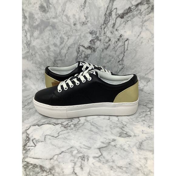 Official Program Size 7.5 Black/Metallic Gold STW-70 Leather Low Sneaker L8-3 - Picture 7 of 10